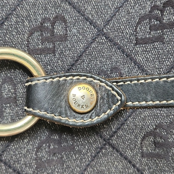 Dooney and Bourke ❤️ ring flap dark Grey canvas black leather shoulder bag - Picture 9 of 17